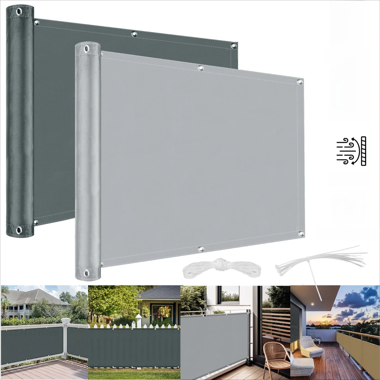 Balkon Privacy Schaduwdoek Waterdicht Hek Zonnescherm Netting 95% UV-bescherming voor Tuin Onderdak Dek Veranda Reling Zwembad Decor - afbeelding 2