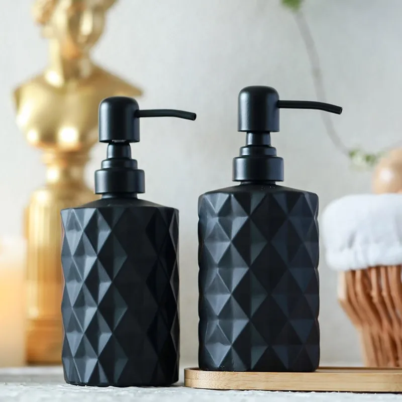 

Hand Soap Glass Dispenser for Bathroom, Liquid Soap Black Dispenser, Body Lotion Bottles for bathroom decoration