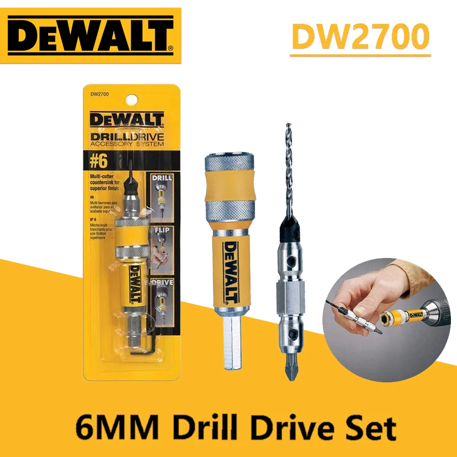 DEWALT DW2700 Drill Drive Set Drill Flip Drive Complete Unit 2 in 1 Countersink Wood Drill Bit 6mm Accessories