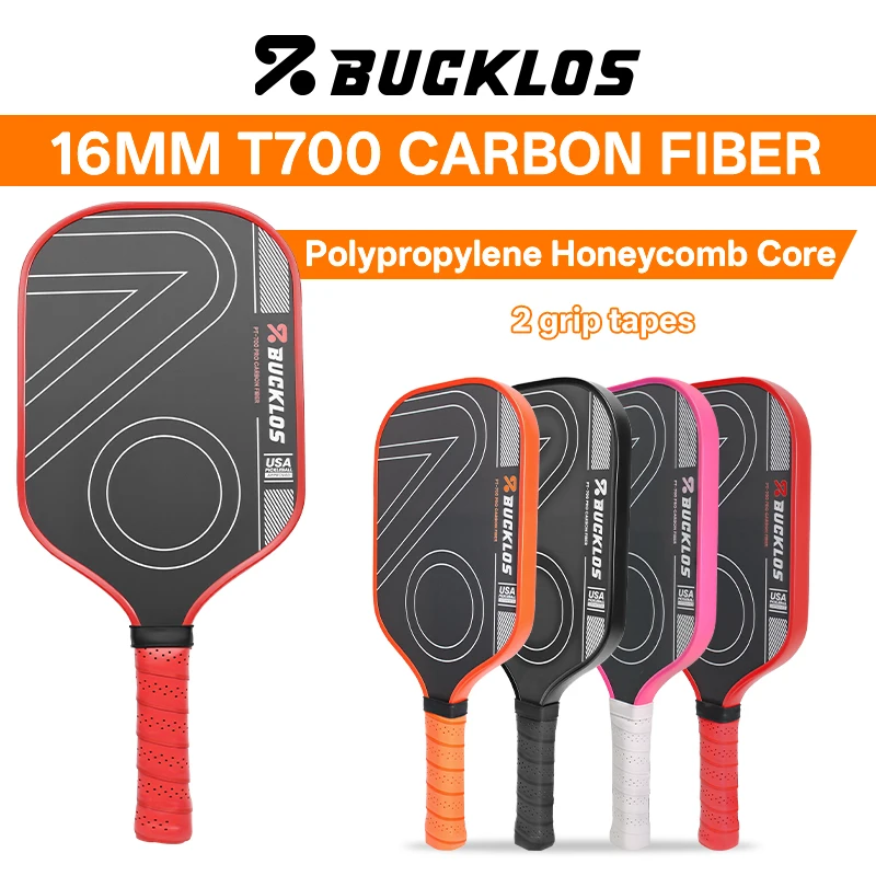 Ensemble de raquettes de pickleball BUCKLOS en fibre de carbone, surface givrée, approuvé par l'USAPA, raquettes de pickleball professionnelles, accessoires de pickleball