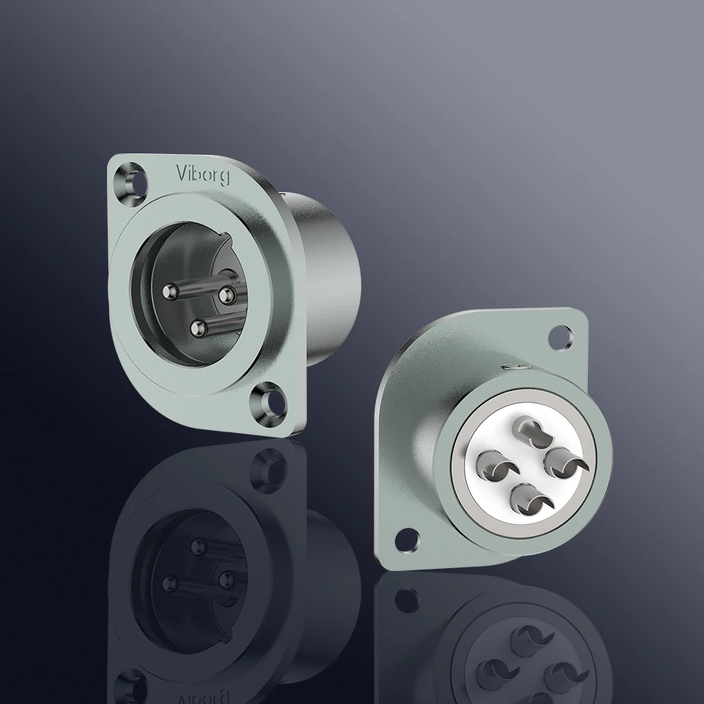 Viborg CM201R pure copper Rhodium plated XLR 3 Pin male Chassis Panel Mounted Socket Adapter Soldering XLR socket Male socket