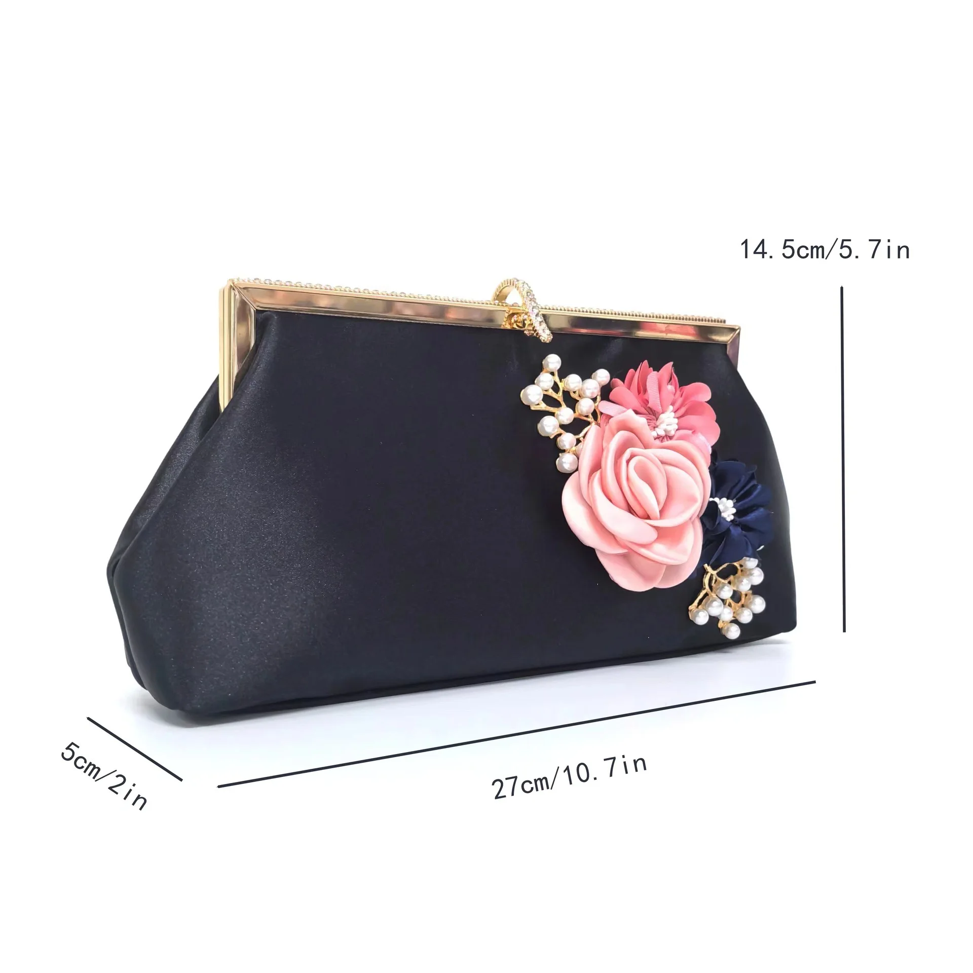 Silk Inlaid Flower Women's Bag Exquisite Hardware Clasp Clutch Bag With Evening Clutch Fashion Exquisite Women's Bag