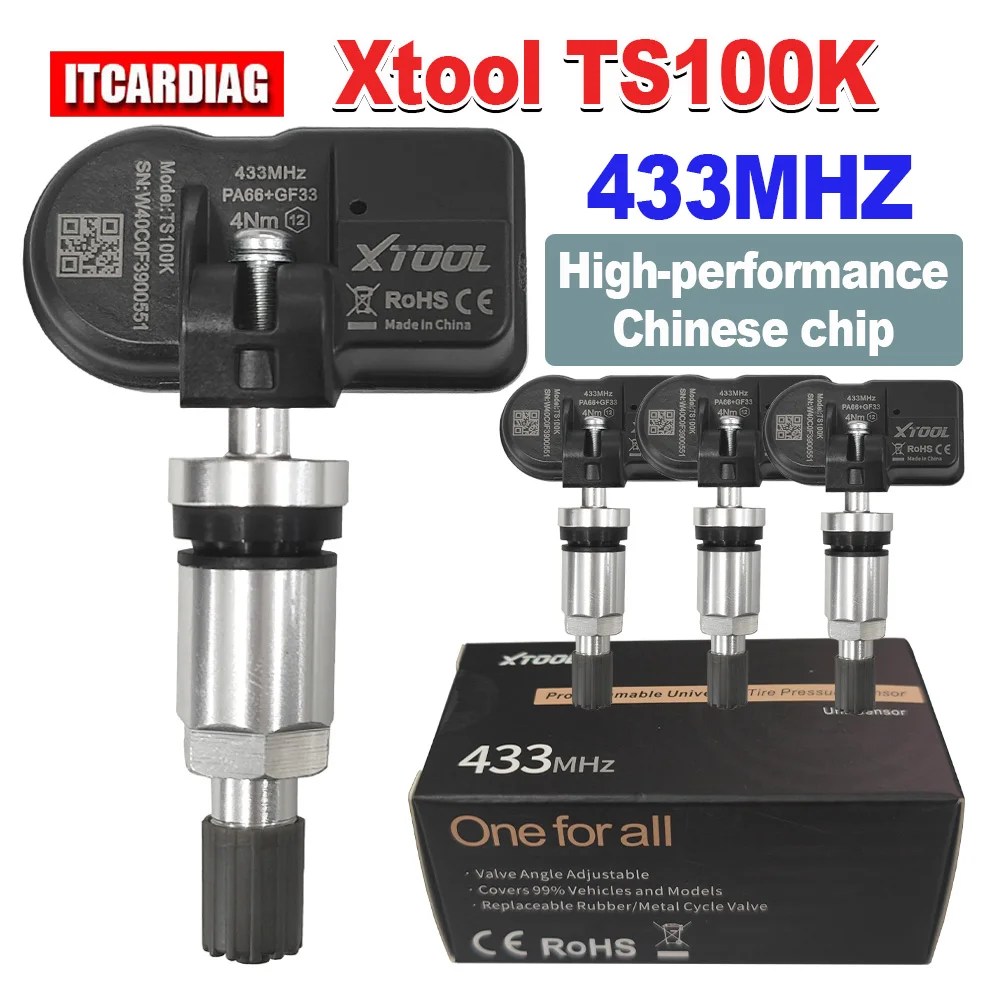 XTOOL TS100K 433MHz Sensor TPMS Tire Repair Tool Tire Pressure Monitor Relearn Tester for TP150 IP819T Upgraded from XTOOL TS100
