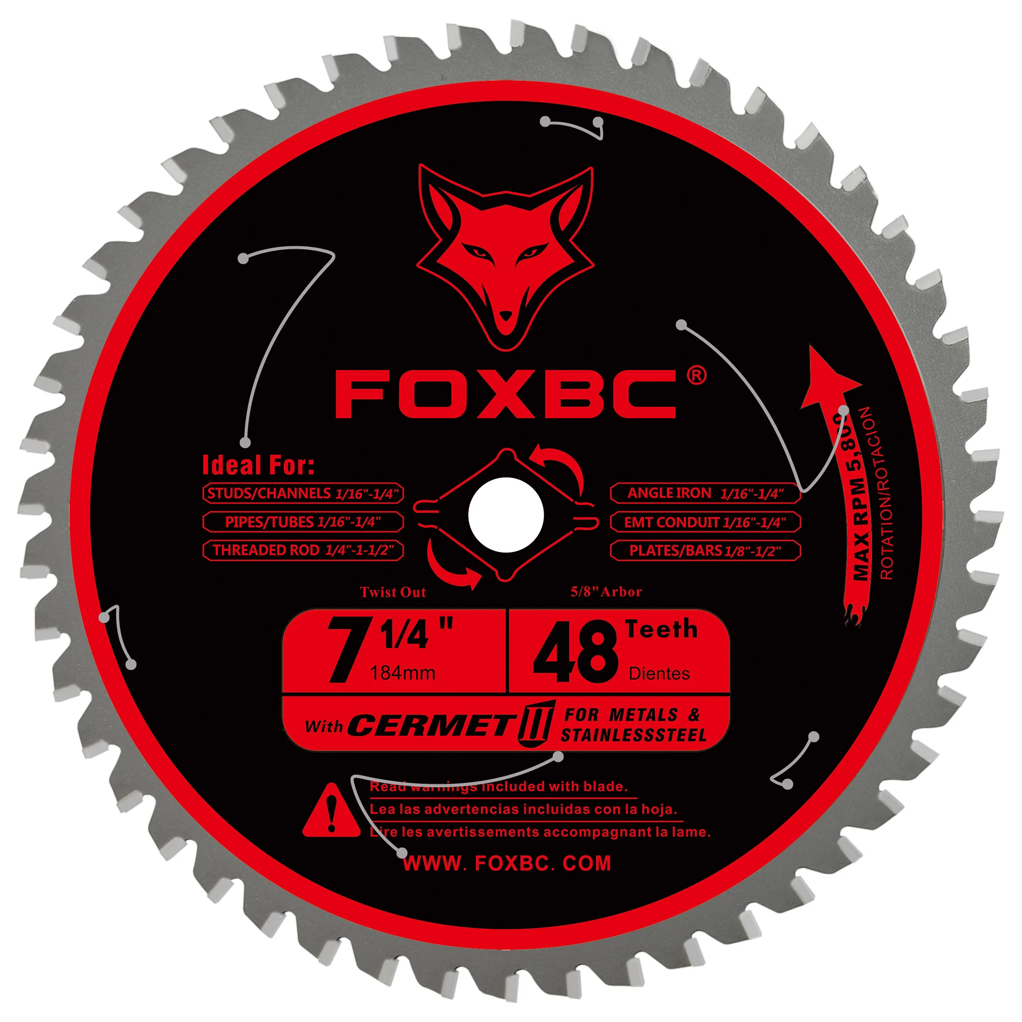 FOXBC 184mm piły tarczowe 48 zębów do cięcia metalu ze stali nierdzewnej 1 szt