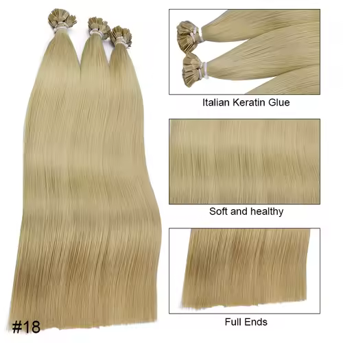 Straight Human Hair Extension By Fusion Flat Tip Keratin Capsules 0.8g/ 1g/Strand 50pcs Natural Hair Extension Ombre Blond Color - Image 9