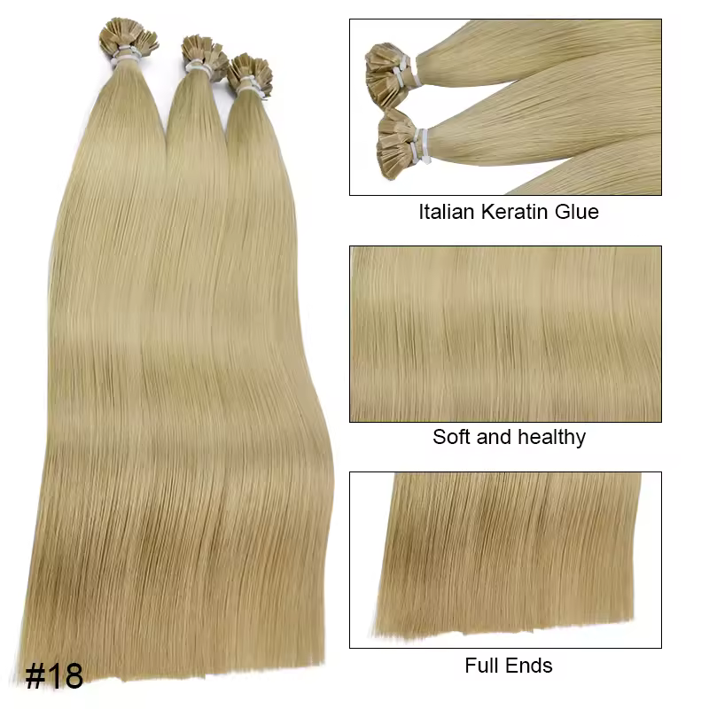 Straight Human Hair Extension By Fusion Flat Tip Keratin Capsules 0.8g/ 1g/Strand 50pcs Natural Hair Extension Ombre Blond Color - Image 9