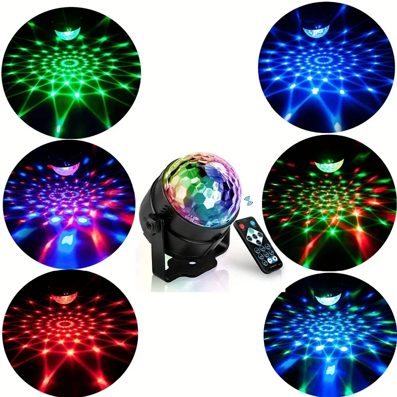 Mini Magic Ball Sound Control Led Lighting, Disco Party Ball Lights, Sound Activated Party Lights with Remote Control 7 Color