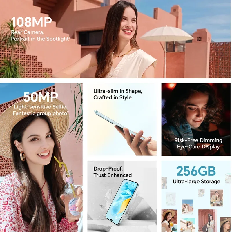 هاتف HONOR-Lite الذكي 5G ، MediaTek ، Dimensity ، كاميرا 108 ميجابكسل ، بطارية mAh ، شاشة عرض AMOLED ، NFC ، إصدار عالمي ، جديد