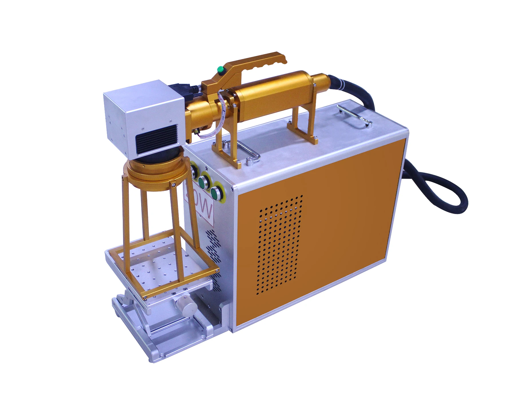 FM-400S Laserqualität: M2<1,4 Ausgangsfrequenz: 20 kHz–80 kHz Markierungsbereich: 110 * 110/150 * 150 mm Minimale Linienbreite: 0,01 mm Repet