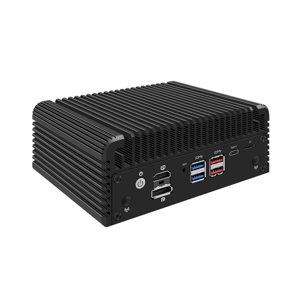 HUNSN-Micro Firewall Appliance, Mini PC, VPN, Router PC, RJ24, Intel U300, AES-NI, 6x 2.5Gbps, I226-V, HDMI, DP, USB 3.2, Tipo-C,TF