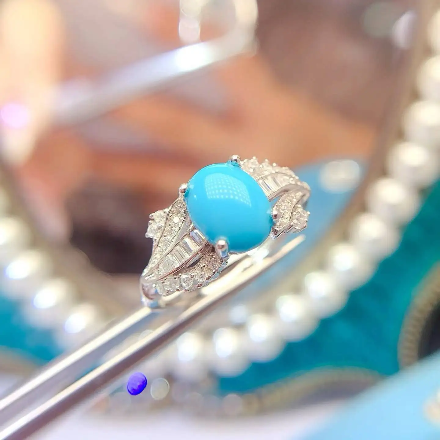 KJJEAXCMY Premium Women's Natural Turquoise Ring – 925 Sterling Silver Setting. An ideal gift for girlfriends—perfect for weddin