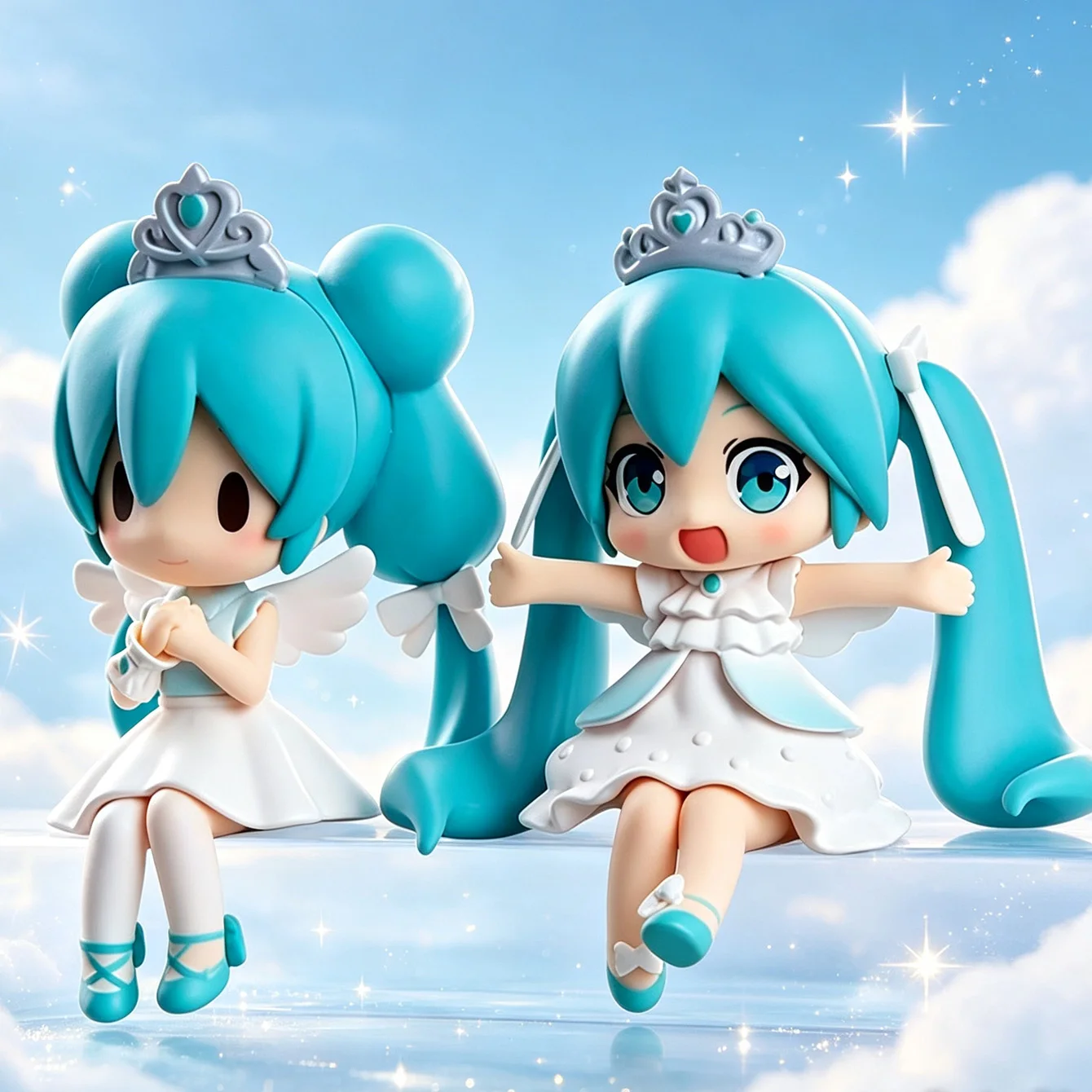 Ensemble de figurines inspirées de Hatsune Miku Angel Princess |   Statues en PVC de style Vocaloid Q pour l'affichage, la décoration et les cadeaux