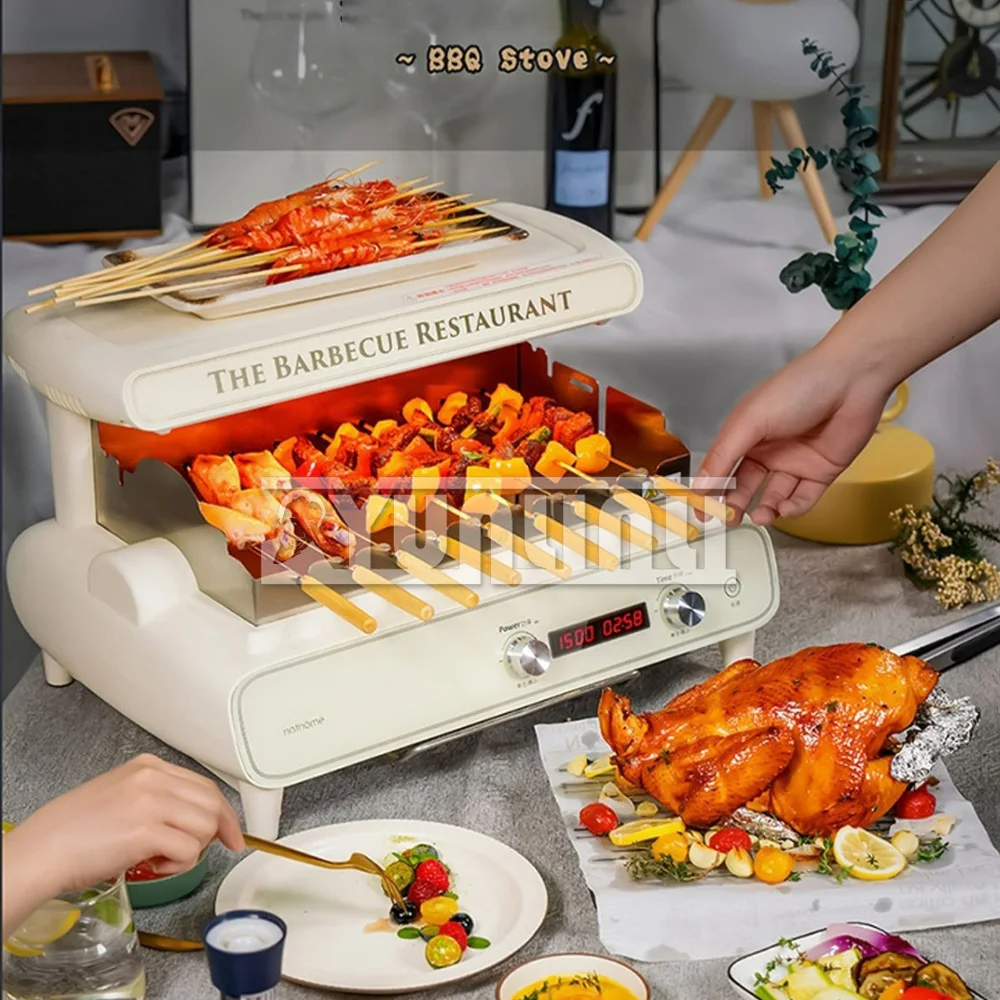 Multifunctional indoor barbecue machine Furnishing smokeless barbecue machine automatically rotates