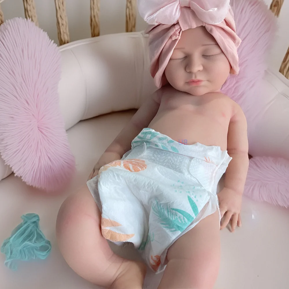

22 Inch Cute Soft Silicone Reborn Baby Doll Girl Meticulously Hand-Painted Lifelike Details Rebirth Doll For Artist Collection