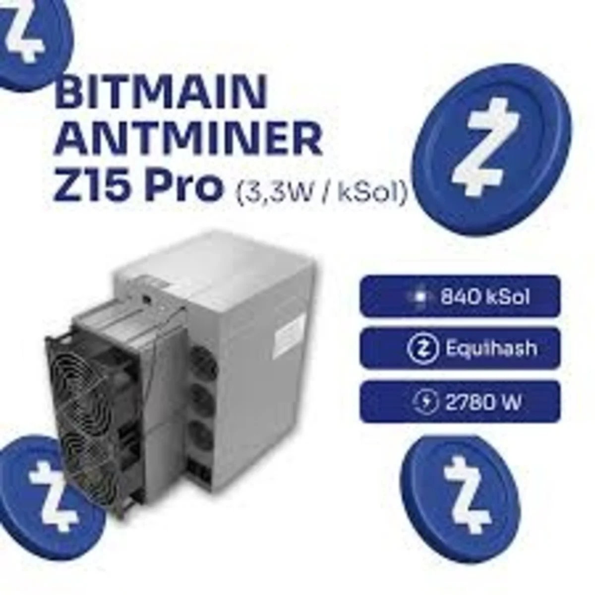 При покупке 5 штук — 3 бесплатно! Bitmain Antminer Z15 Pro 840KSol/s Equihash ASIC Miner — Высокоэффективный майнер для ZEC / ZEN.