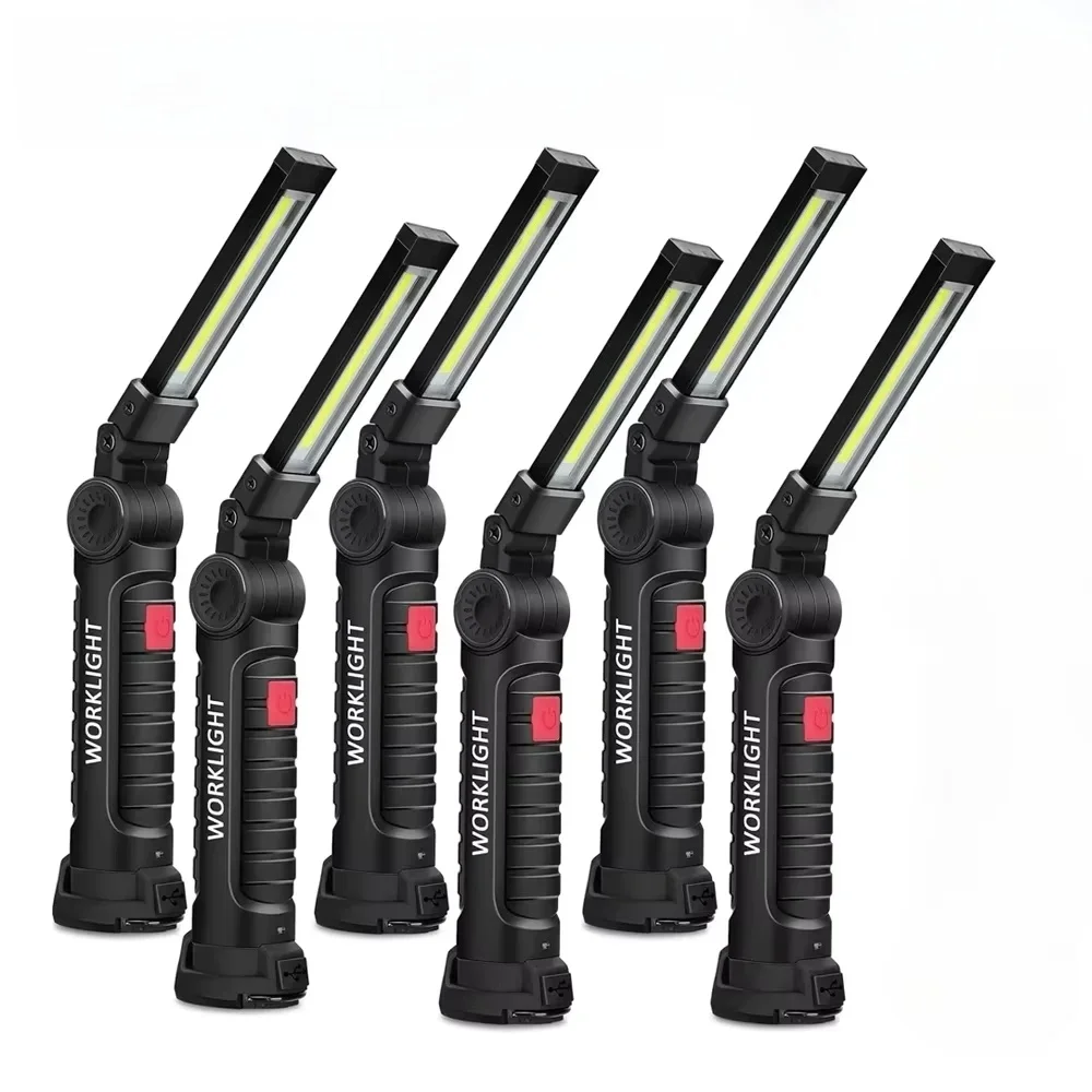 Lampe de travail LED avec crochet à base magnétique rechargeable 360 ° Lampe de poche portative rotative pour travailler et réparer le Camping en plein air