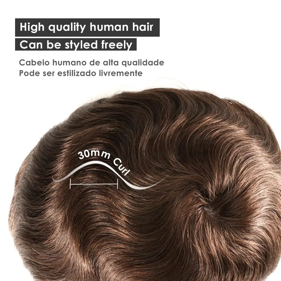 Zakya Men Capillary Prosthesis Toupee Wig Natural 0.06mm Mens Hair Piece Men\'s Capillary Prothesis Patch Hair System for Men