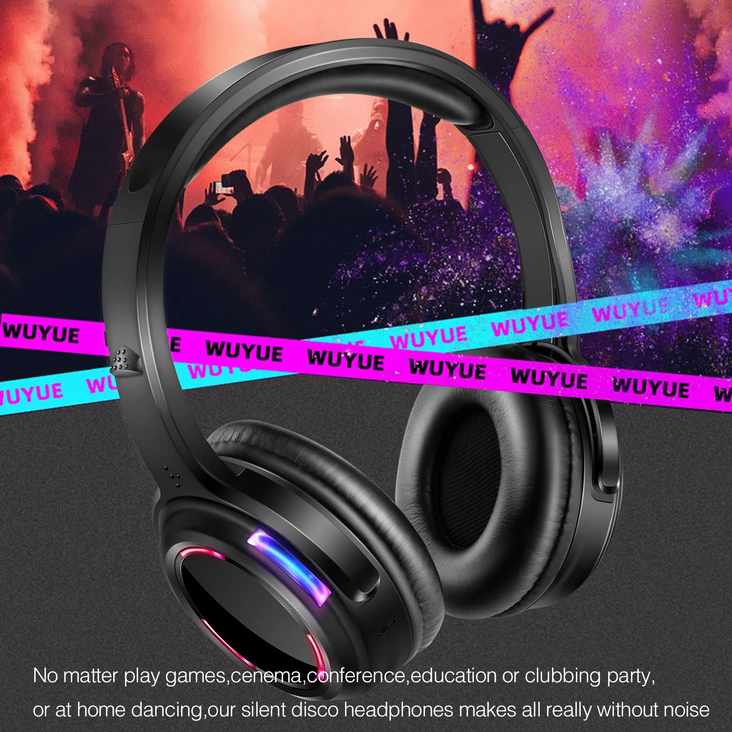 Silent Nightclub LED Rechargeable Wireless Rf Headphones-10 Headphones Bundle