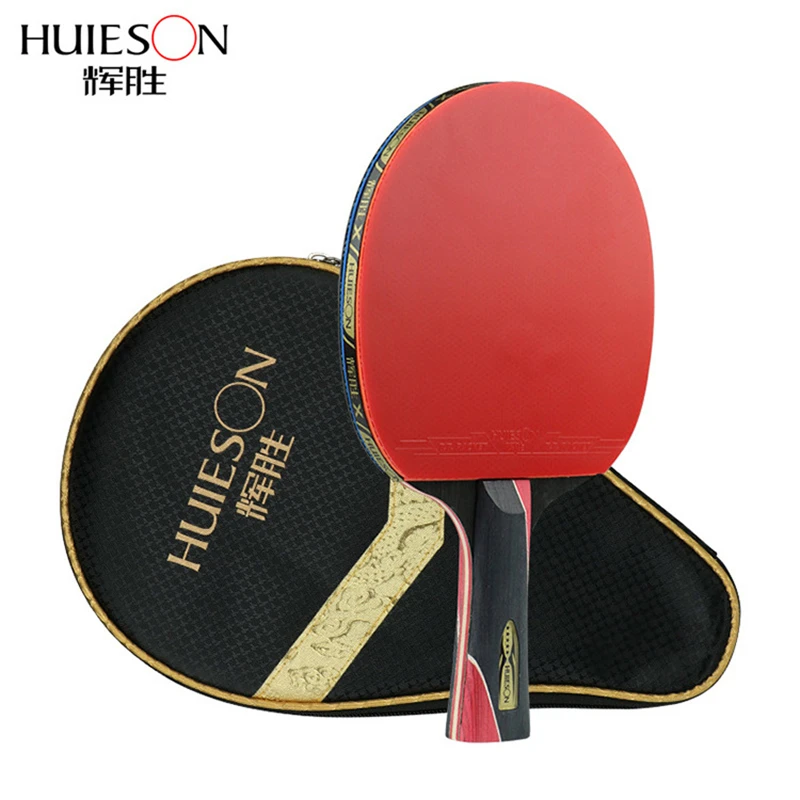 Huieson Hybrid Nano Carbon Table Tennis Racket Double Face Pips-in Rubber 5 Star Ping Pong Paddle with Bag