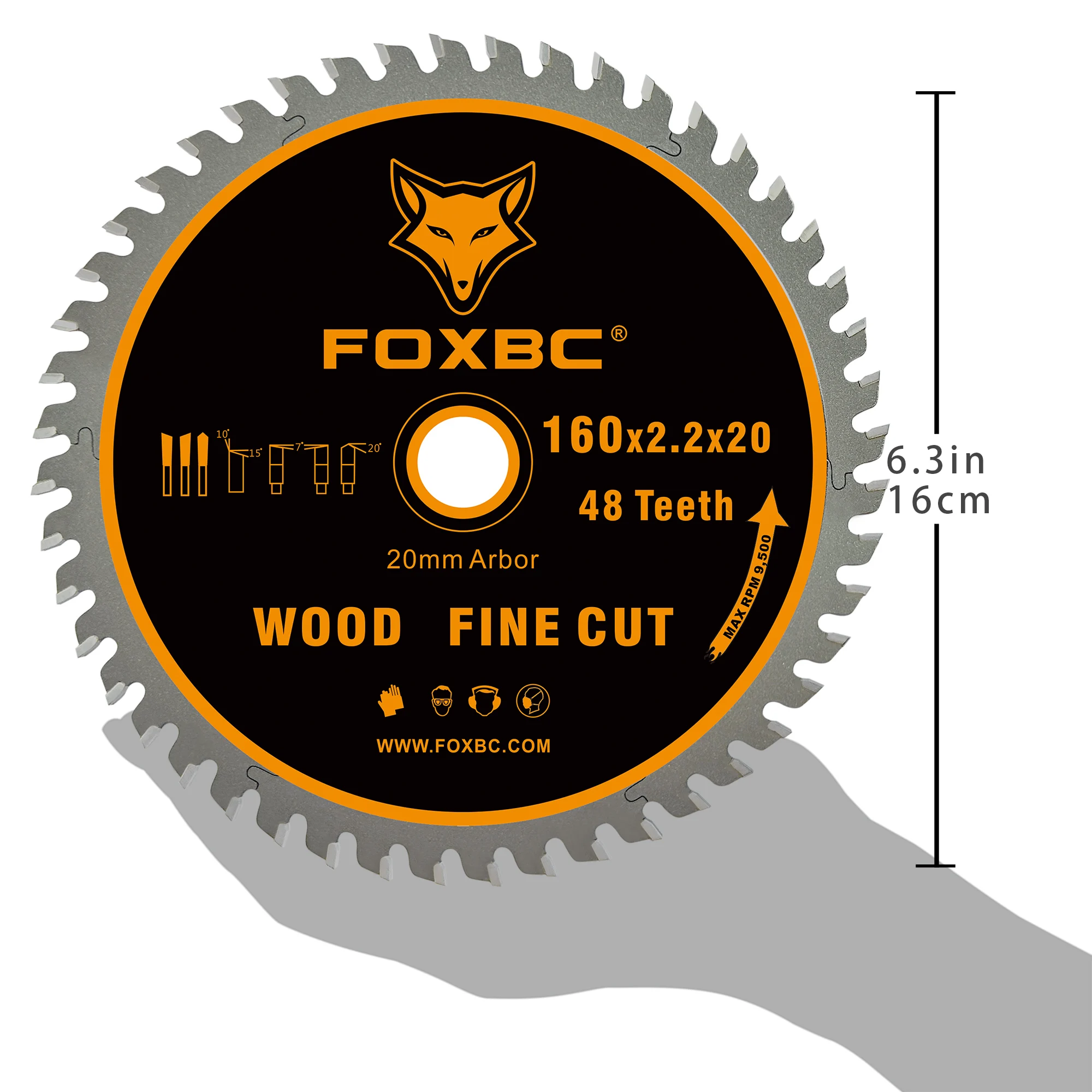 Гусеничная пила FOXBC 495377, 160x2,2x20 мм 48 т, тонкая резка по дереву для Festool TS 55, TSC 55, ATF 55, AP 55, DeWalt DWS520K, 1 шт.