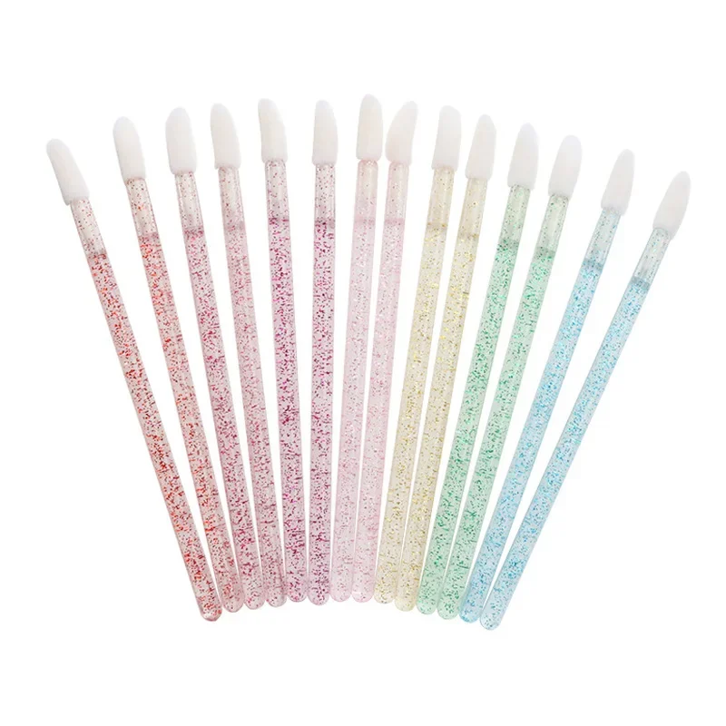 50 Stück Einweg-Kristall-Lippenpinsel, Wimpernverlängerung, Mascara, Applikator, Lippenstift,