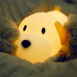 LED Papa Puppy Touch Lamp Silicone Dog Night Light Rechargeable Desk Lamp for Children Bedroom Decoration Birthday Gifts