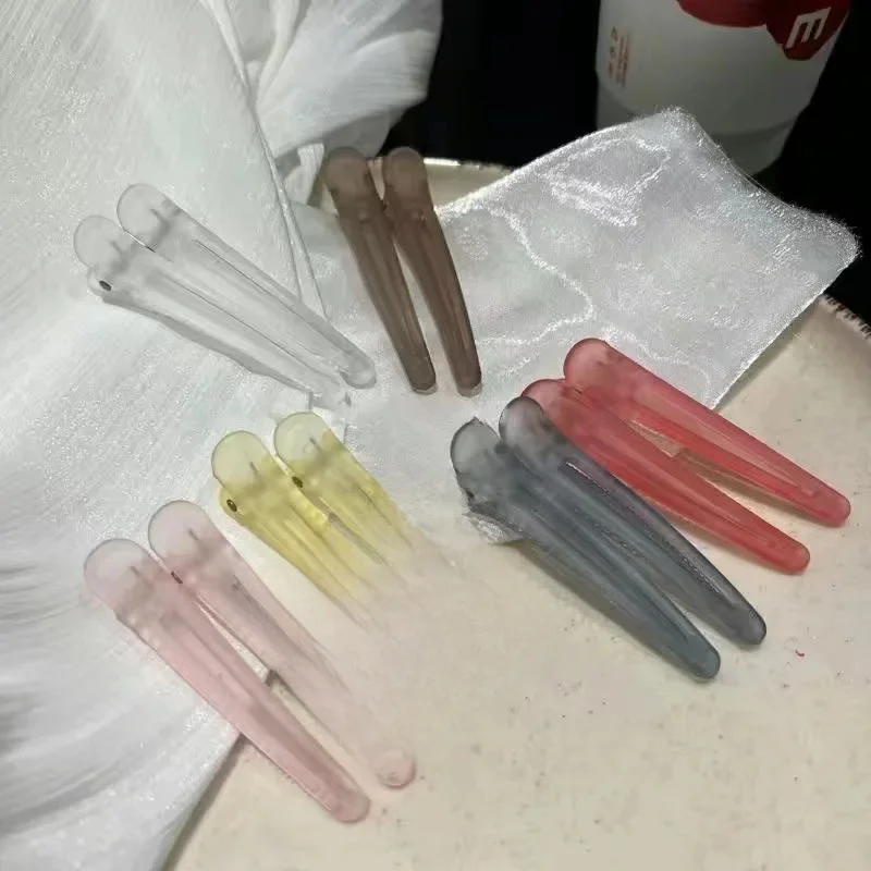 2 pièces/lot 7.5cm en plastique bonbons couleurs coiffure bec de canard pince épingles à cheveux soins des cheveux pinces à cheveux outils de coiffure Salon professionnel