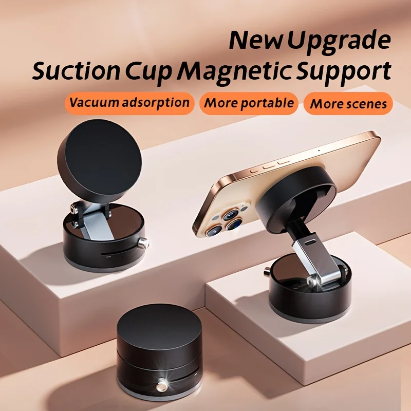 360° Adjustable Vacuum Magnetic Suction Cup Phone Mount Car Navigation Holder Portable Foldable Adsorption Bracket Magnetic Cell