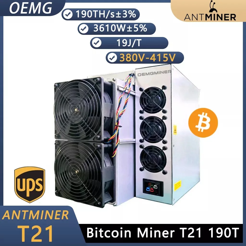 Antminer-Bitmain Mining BTC Bitcoin Miner, T21, 190T, 3610W, Algoritmo, SHA-256, COMPRE 2 GET 1 Grátis, Novo