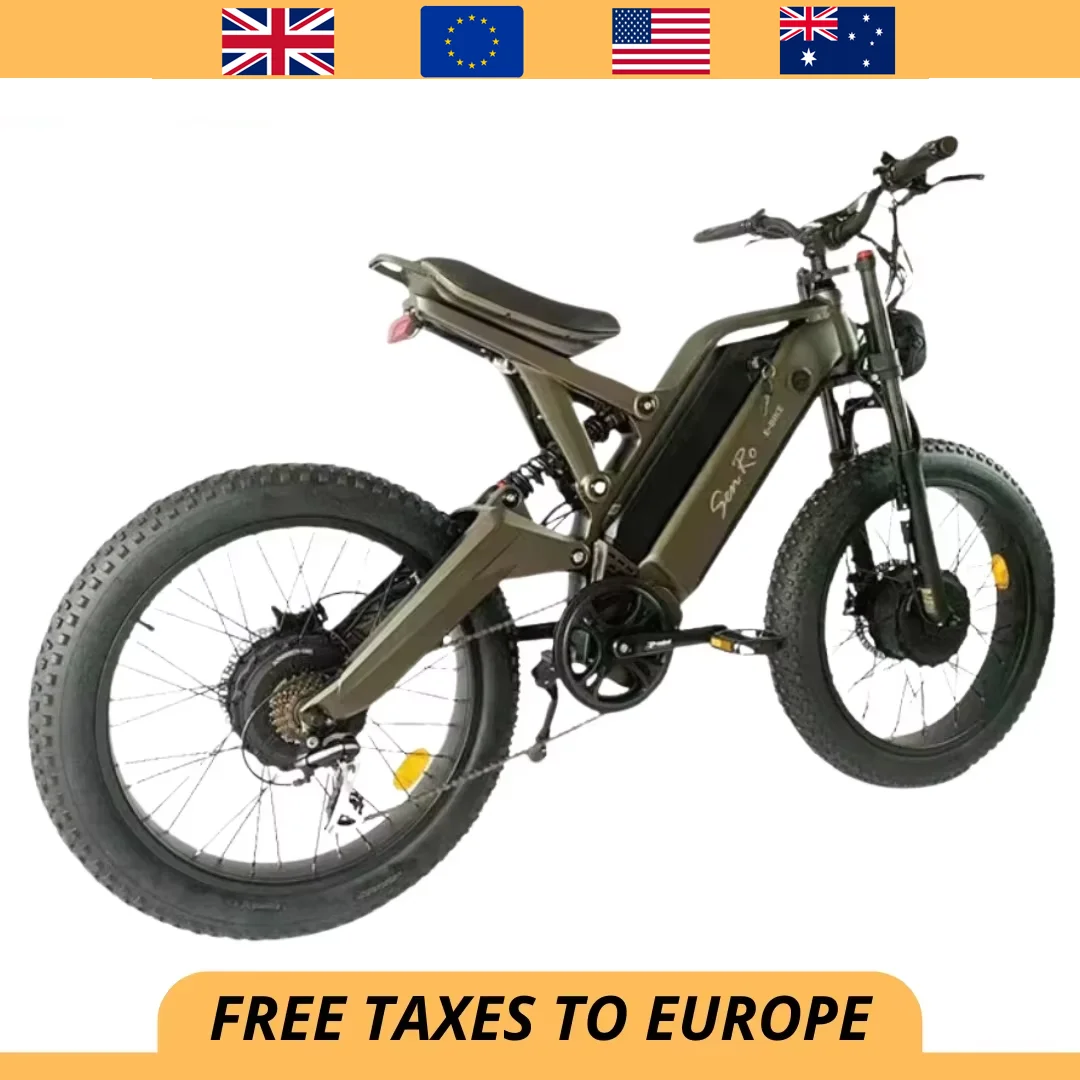 المزدوج الكهربائية محرك مزدوج 1000 واط * 2 طوي Ebike جبل الدهون الإطارات 24 بوصة تعليق كامل دراجة جبلية دراجة كهربائية
