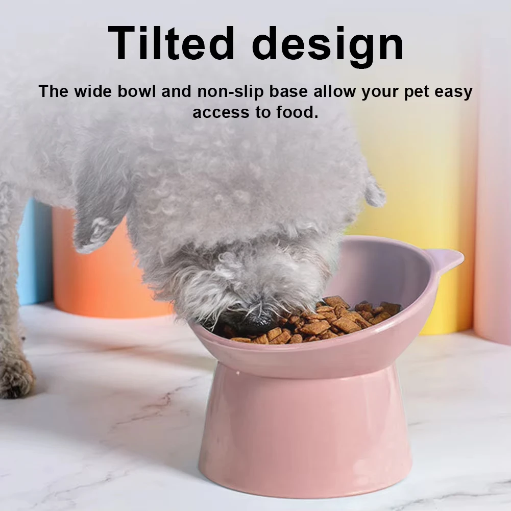 Tilted Cat Food Bowl Elevated Cat Bowl Ergonomic Cat Food Dish Anti Vomiting Raised Cat Food Bowl Non Slip for Cats Dogs