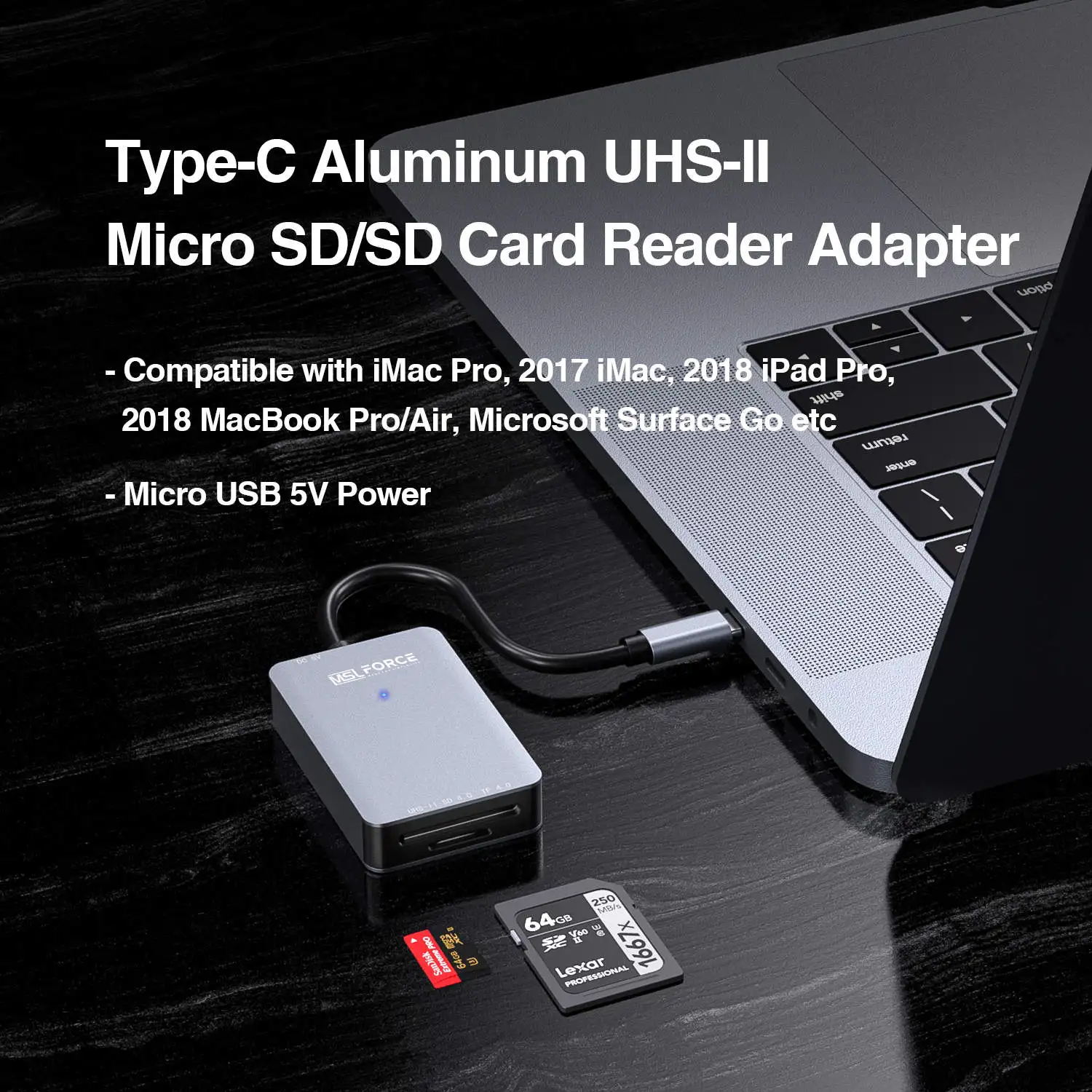 UHS-II High Speed Card Reader, USB C SD 4.0 Memory Card Reader, for SDXC, SDHC, SD, MMC, Micro SDXC, Micro SD, Micro SDHC Card