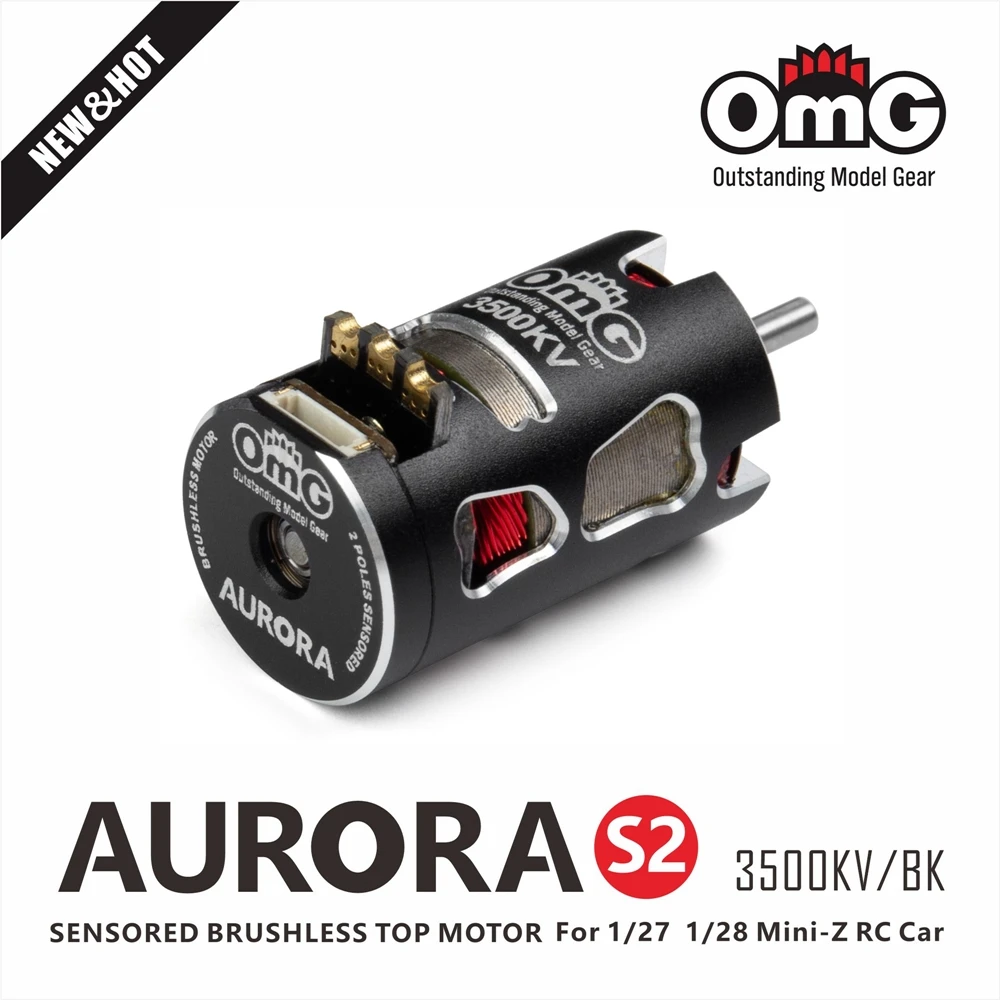 Motore superiore Brushless con sensore OMG per auto Mini-Z RC 1/27 e 1/28 Mini-Z OMG-MT-AURORA-S2-3500KV/BK