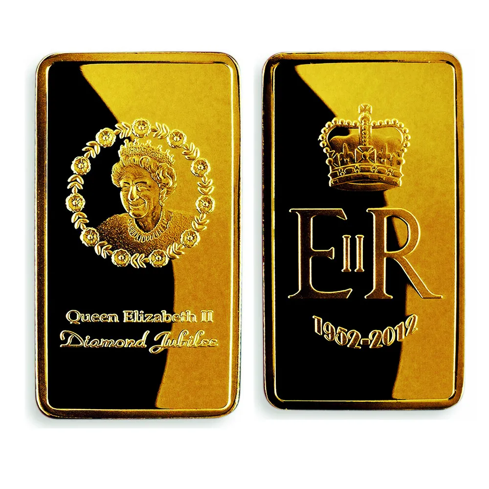 United Kingdom Queen Elizabeth II Souvenir Coins  Collection Coin  Rectangular Platinum Jubilee Gold Plated Commemorative Coins