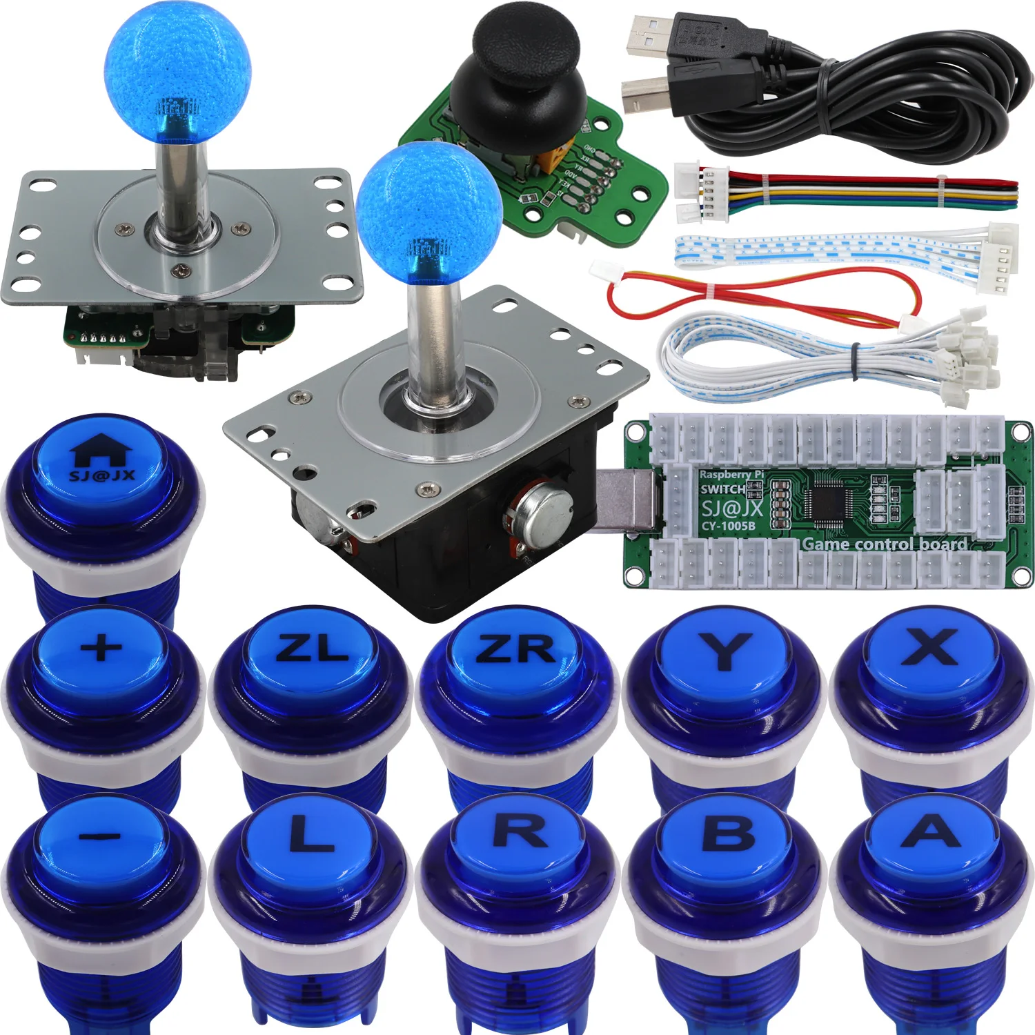 SJ@JX Arcade Controller 3D Gamepad Analog Stick Sensor Fly Joystick Mikroschalter LED Taste für PS3 Nintendo Schalter Raspberry