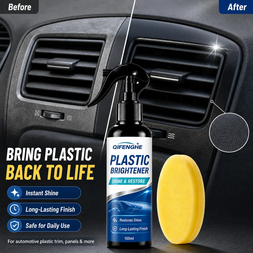 150ml Car Plastic Brightener Restorer Spray Restore Faded Dashboard Trim Long Lasting Shine Auto Interior Plastic Refurbishment
