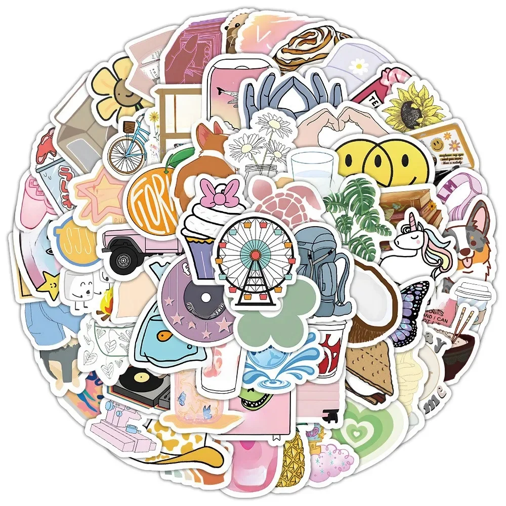 AliExpress 100PCS Cute and Fresh Small Items Waterproof Graffiti Stickers for Helmet Bicycle Hand Account Pencil Case Decals