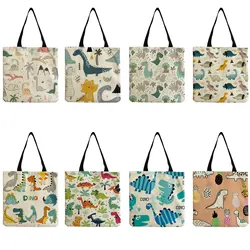 Borsa a tracolla da donna con stampa dinosauro animale del fumetto borsa per la spesa portatile ad alta capacità borsa alla moda 2022Totebags per le donne