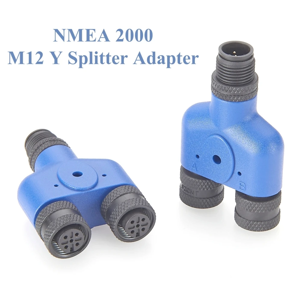 NMEA 2000 Multiport M12 Y Splitter Adapter IP67 N2K 3 Way M12 5Pin Male to Female Connector for CAN BUS CANOpen Garmin Lowrance
