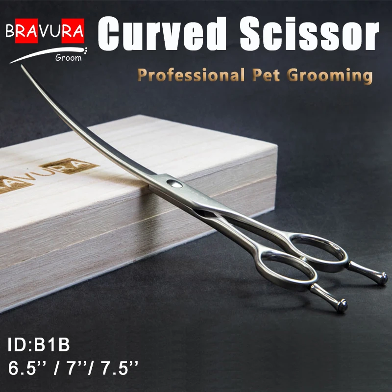 

Pet Grooming Curved Scissors Shears Professional Handmade 6.5/7/7.5inch Cat Dog Trimming Cutting High Quality Groomer Steel440c