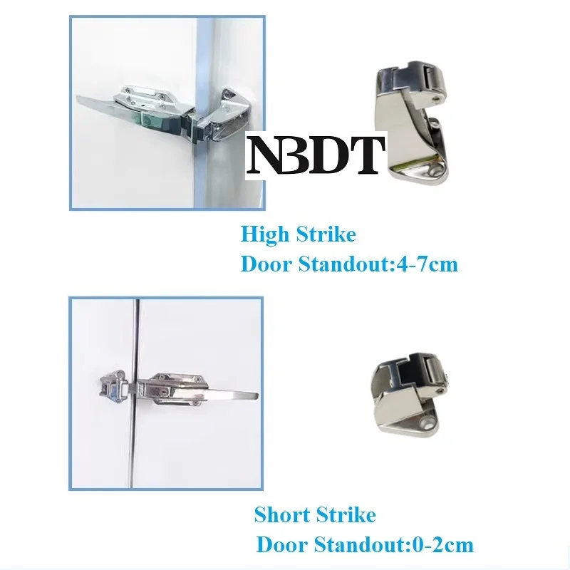 1Pcs 304 Stainless Steel Zinc Alloy Door Lock Latch With Short High Strike For Walk In Cold Frozen Freezer Room