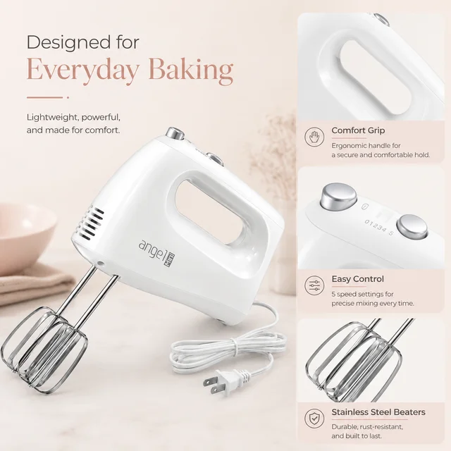 Everyday Baking Hand Mixer, 400W 5-Speed Electric Kitchen Mixer with Dough Hooks, Turbo Beaters and Whisk for Cake, Cookie Dough and Cream 2 Everyday Baking Hand Mixer, 400W 5-Speed Electric Kitchen Mixer with Dough Hooks, Turbo Beaters and Whisk for Cake, Cookie Dough and Cream 2
