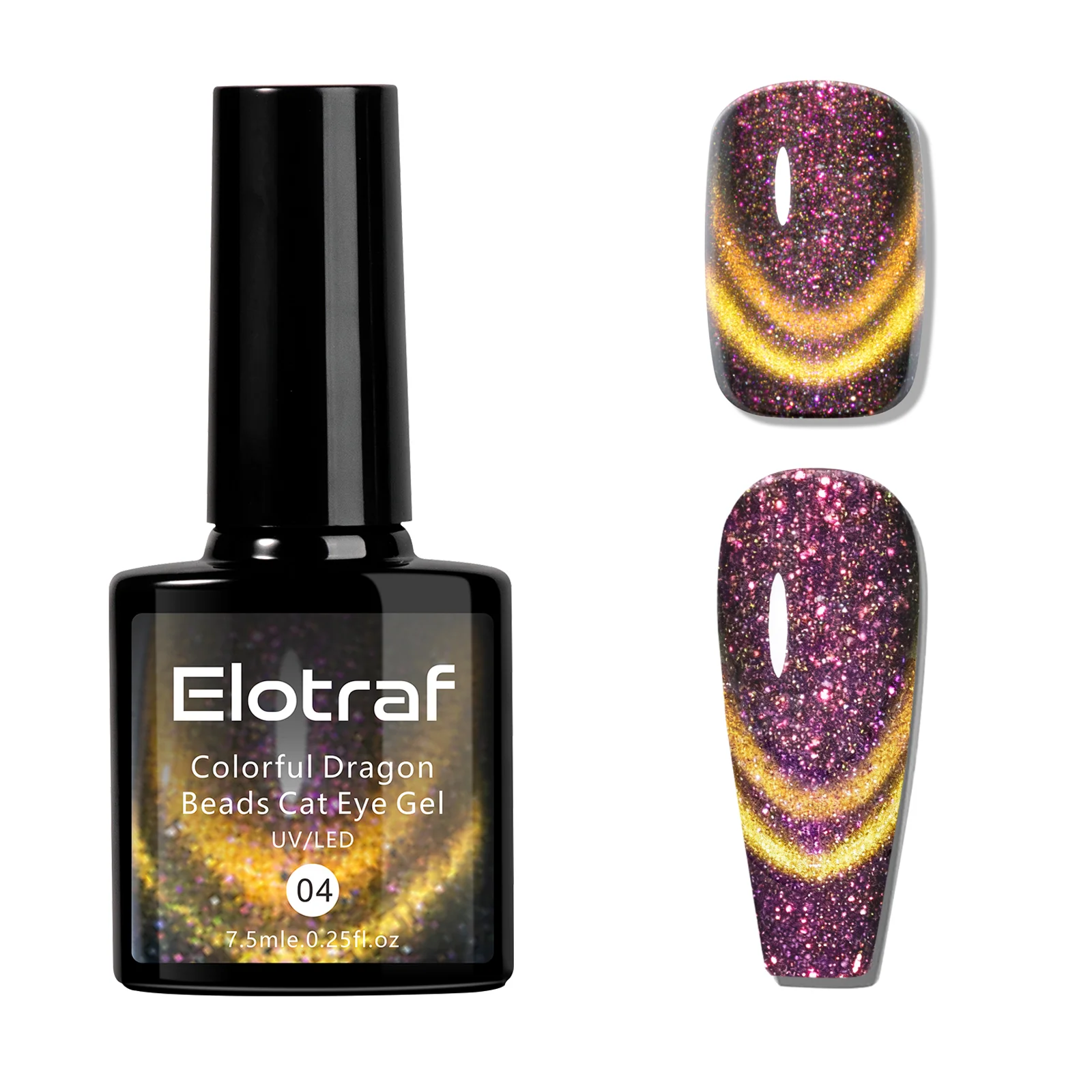 

Гель-лак Elotraf Cat Eye, 9D голографический эффект хамелеона и двойные волшебные цвета, УФ-отверждаемый, для профессионального использования в салонах