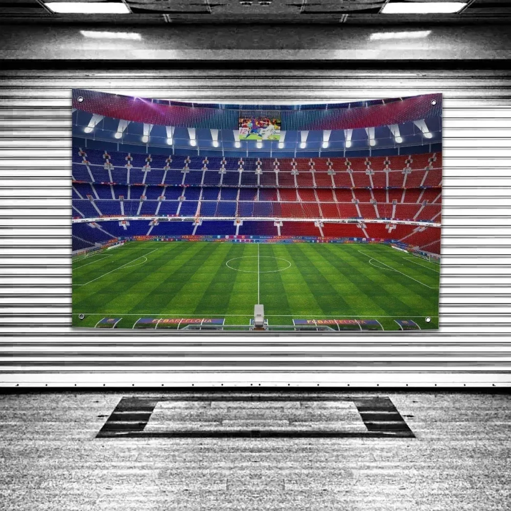 Drapeau de stade de football pour accrocher des drapeaux pour des chambres, drapeaux pour chambres à coucher, décoration de garage, tapisserie Fc a-barcelonas-a mur drôle