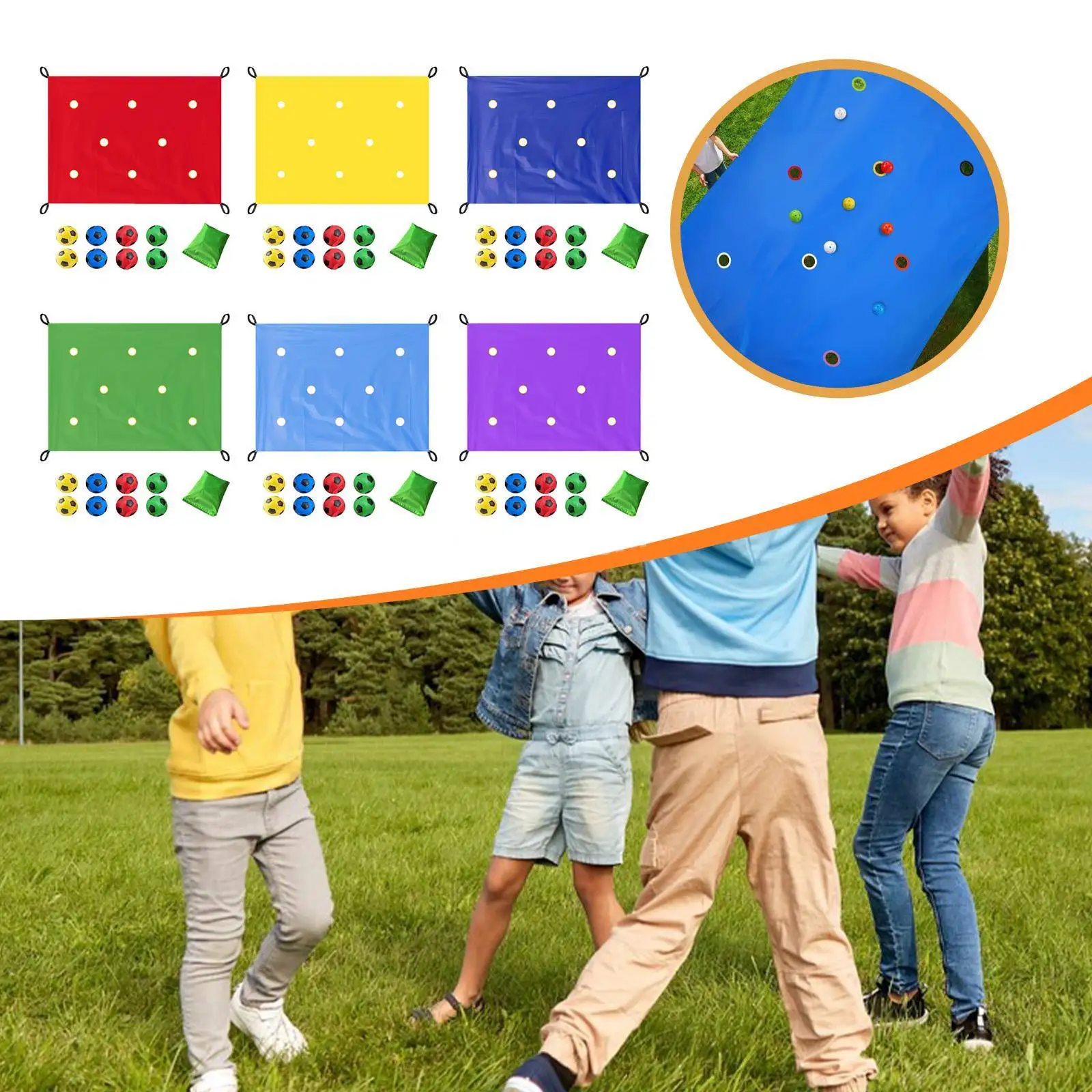 

Hole Tarp Enhances Social Skills Team Building Game for Grassland Gym Events Outdoor Interactive Coordination Cooperative
