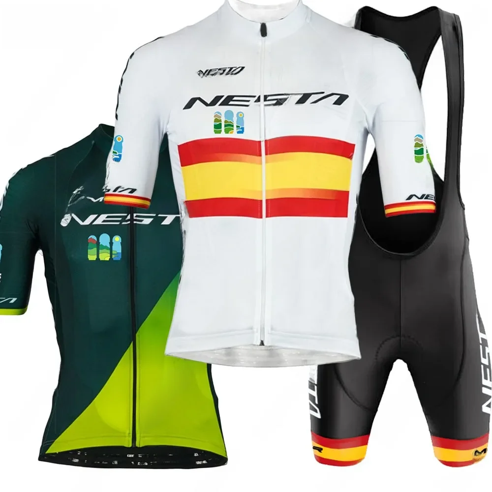 AliExpress NONE MMR Cycling Jersey 2024 Set Summer Asturias Espana Green Clothing Road Bike Shirts Suit Bicycle Bib Shorts MTB Ropa Maillot