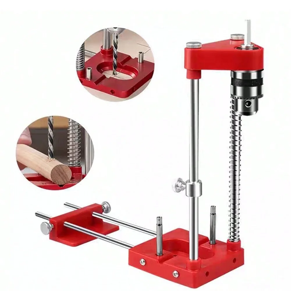 

Woodworking Drill Locator Adjustable Punch Locator Hole Drill Guide Drilling Template Guide Tool Alloy Steel Bar Plastic Base