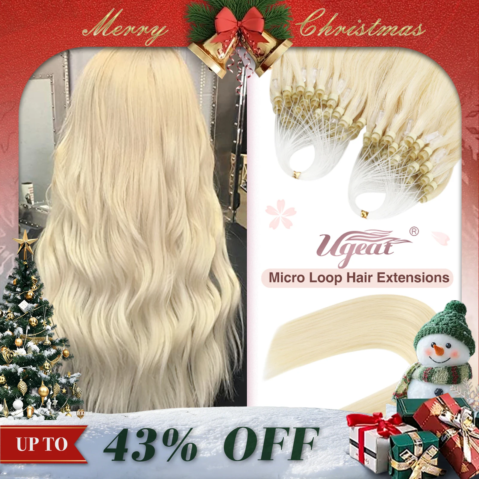 

Наращивание человеческих волос с микро-петлей Ugeat, балаяж, блонд, 50 грамм/комплект, 1 г/с, натуральные волосы с микрозвеньями, предварительно скрепленные