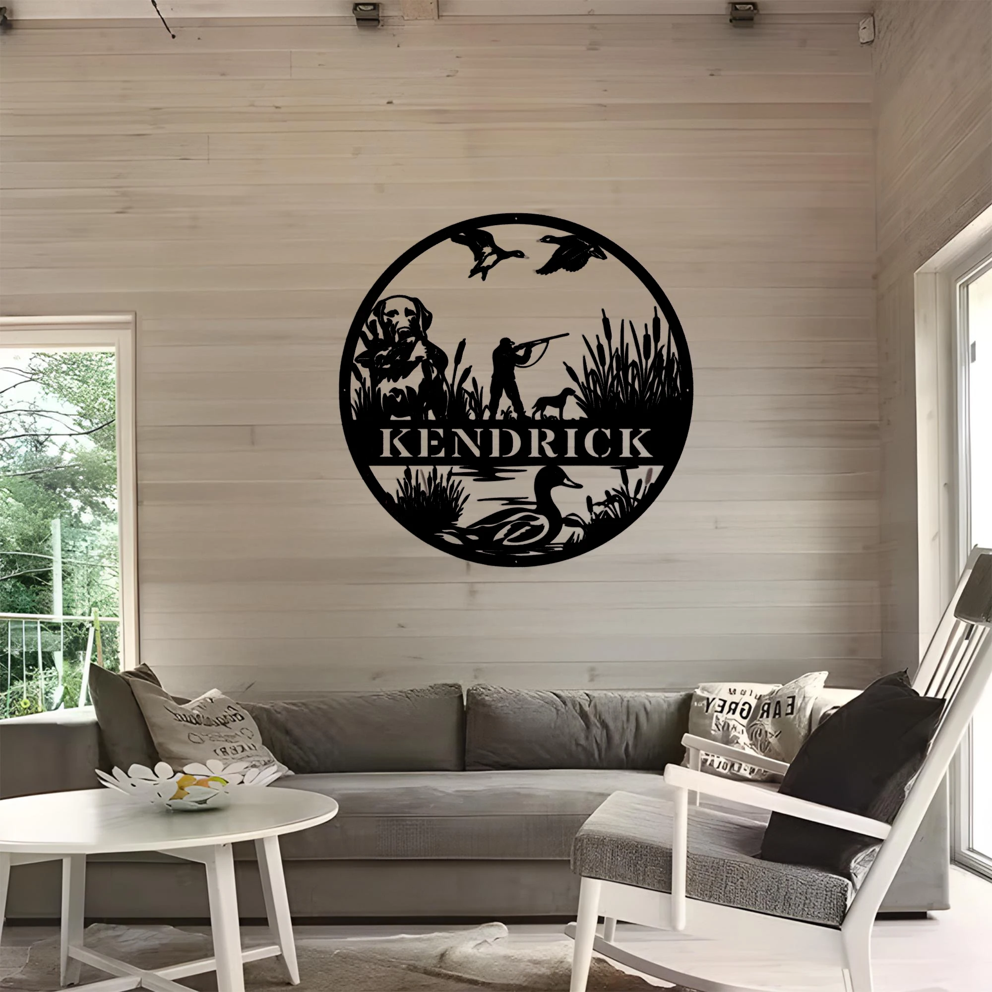 

Custom Duck Hunting Metal Wall Art, Personalized Hunter Name Sign with Lab Dog and Birds Rustic Cabin or Farmhouse Outdoor Decor