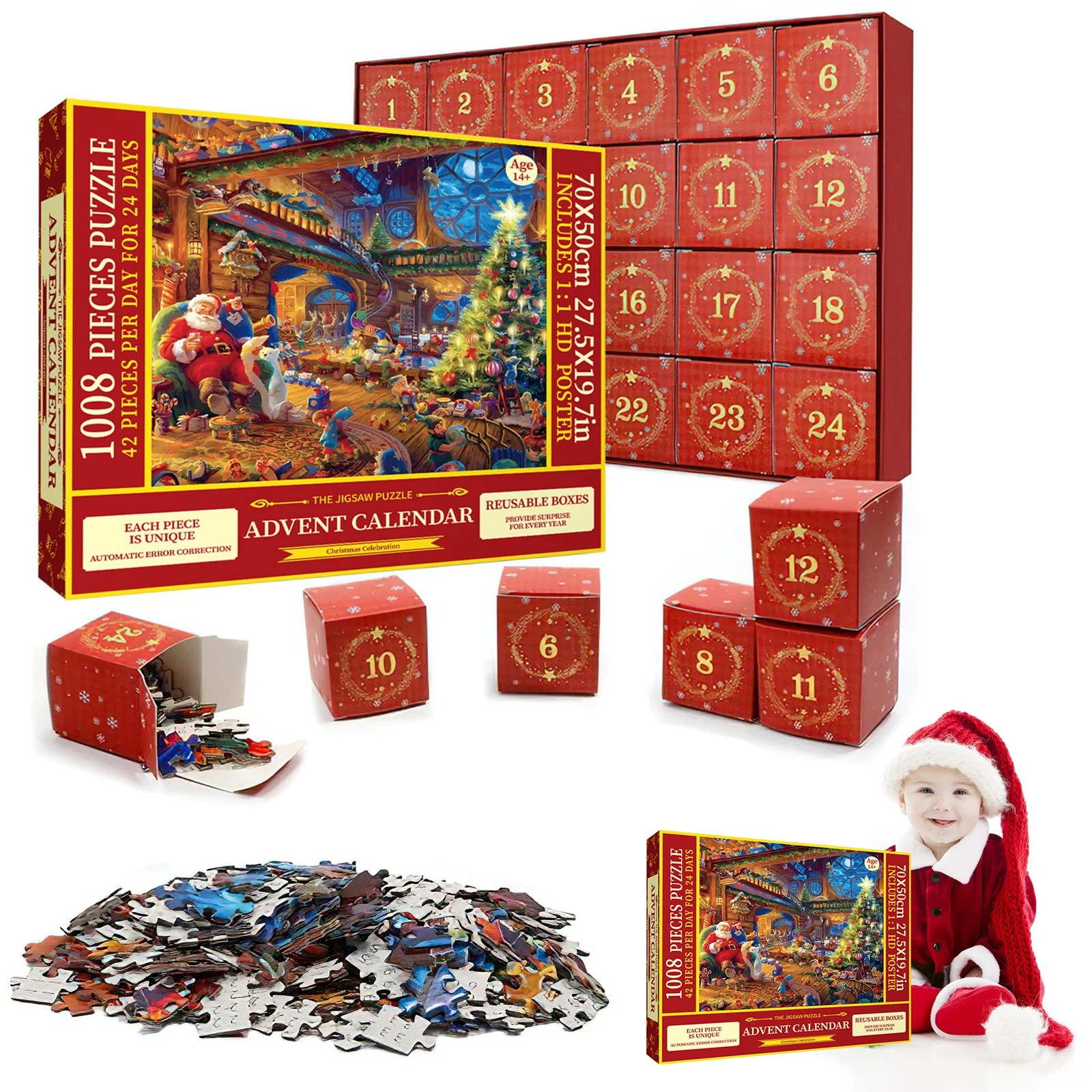 The items Jigsaw Puzzle Merry Christmas change Calendar 2024 Merry Christmas Jigsaw Puzzles New Year lift